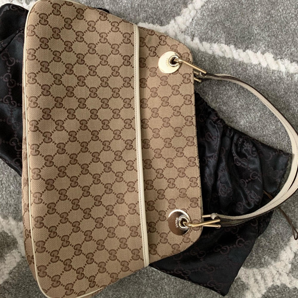 Gucci Eclipse Cream Gg Fabric Bag